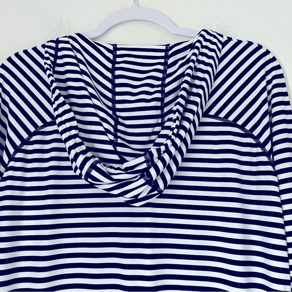 Coolibar Seacoast Swim Cover-Up Hooded Dress Black & White Stripe Beachy Coastal - Picture 14 of 16